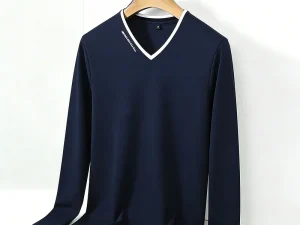 Men's Long Sleeve V-Neck T-Shirt Casual Comfortable Breathable Soft Fabric Fashion Basic Daily Wear Top