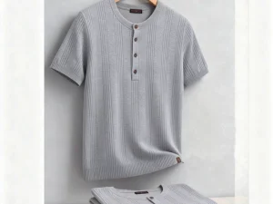 AIOPESON New Henley Neck T-Shirt Men's Soft Breathable Short Sleeve Casual Daily Wear Lightweight Summer Top for Men