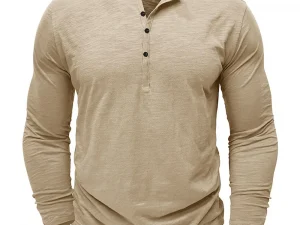 Men‘s Henley Neck Long Sleeve T-shirt